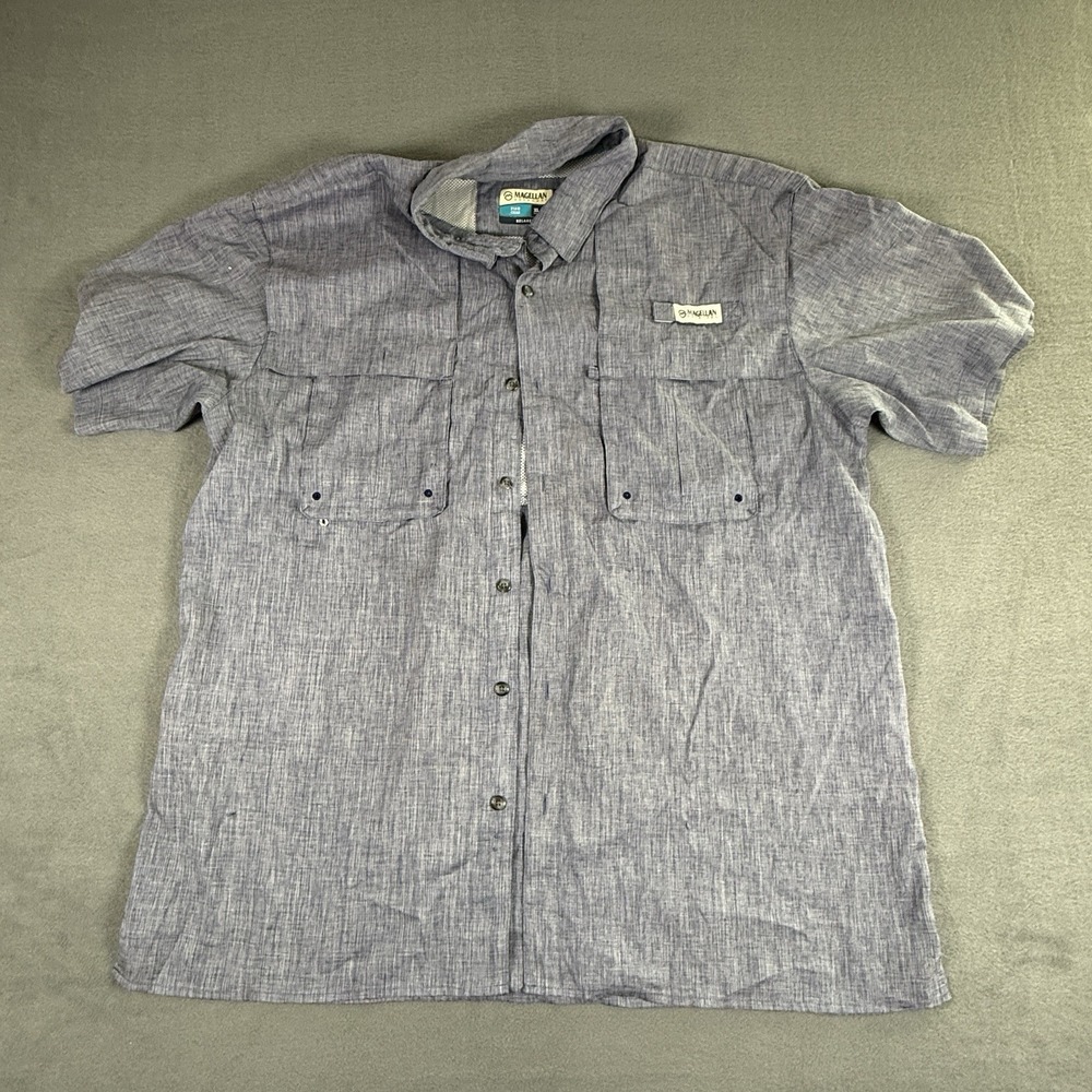 Magellan Sportswear Vented Fishing Shirt Wicking Relaxed Fit Men's XL‎ Blue